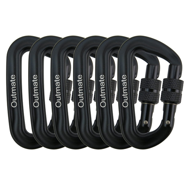 Heavy-Duty Carabiner Clips 12kN 3.2"x2" Black Aluminum Alloy Hiking Camping NEW