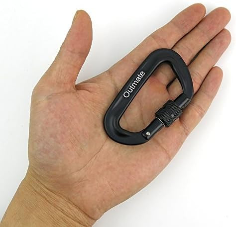 Heavy-Duty Carabiner Clips 12kN 3.2"x2" Black Aluminum Alloy Hiking Camping NEW