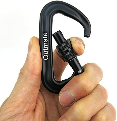 Heavy-Duty Carabiner Clips 12kN 3.2"x2" Black Aluminum Alloy Hiking Camping NEW