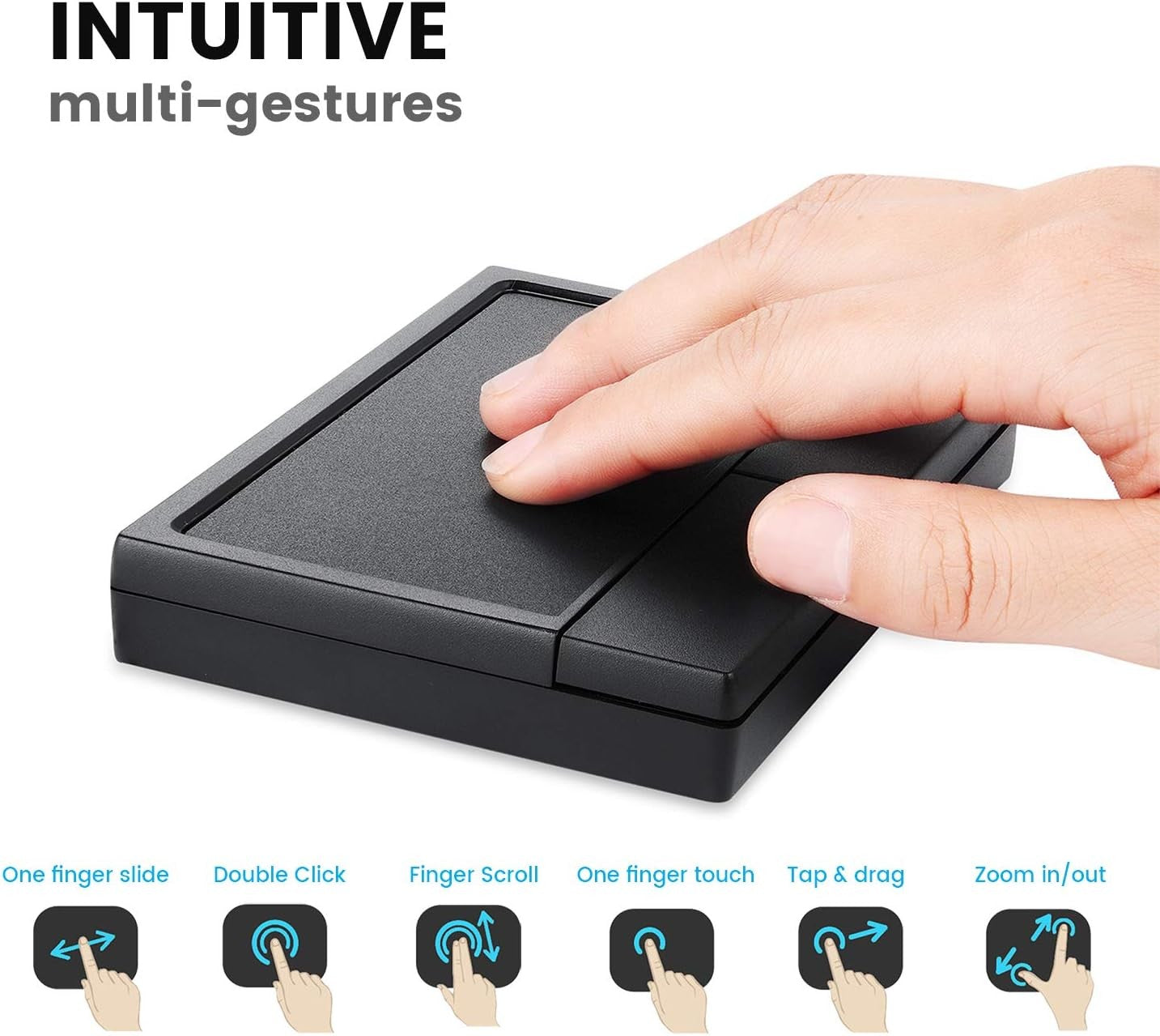 Perixx PERIPAD-704 Wireless Touchpad Mouse Black Large 4.72x3.54x0.74 NEW