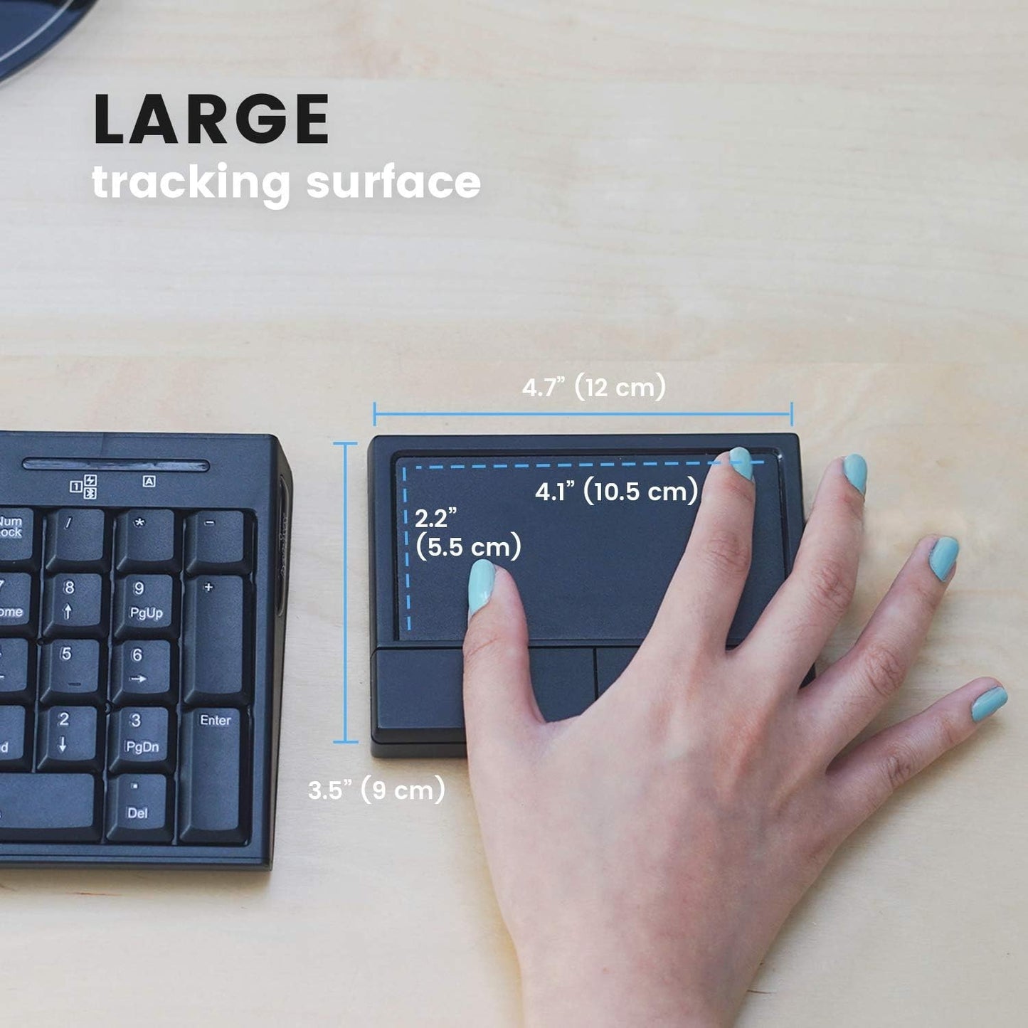 Perixx PERIPAD-704 Wireless Touchpad Mouse Black Large 4.72x3.54x0.74 NEW