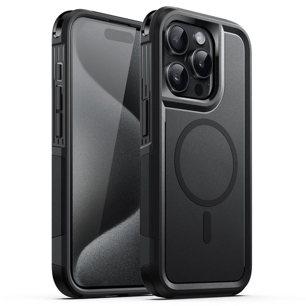 JETech iPhone 15 Pro Max 6.7" Black MagSafe Heavy Duty Rugged Case Black NEW