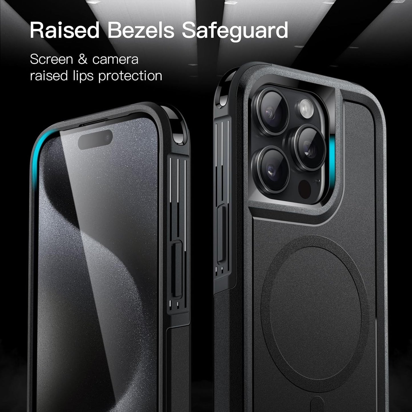 JETech iPhone 15 Pro Max 6.7" Black MagSafe Heavy Duty Rugged Case Black NEW