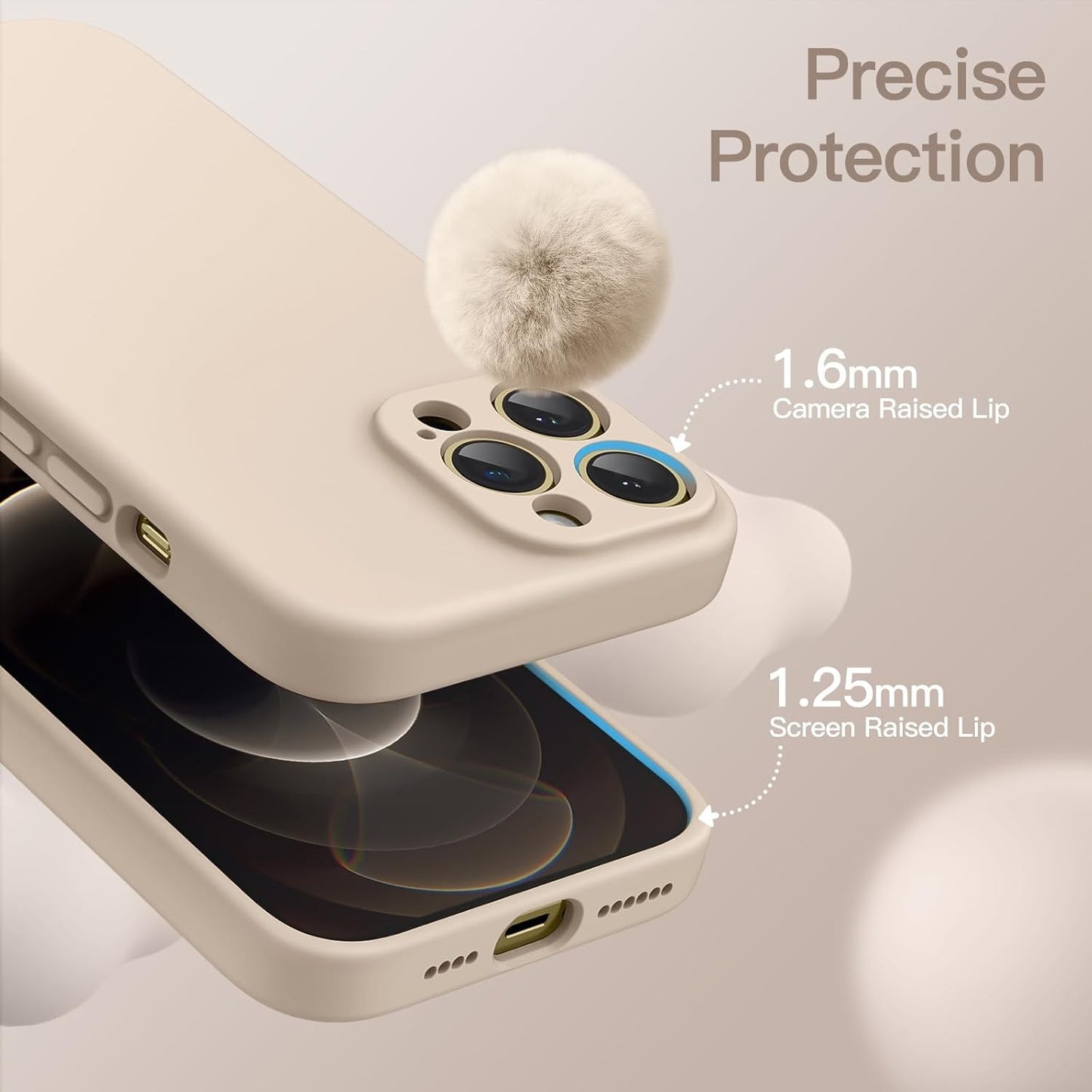 JETech iPhone 12 Pro Max 6.7" Beige Silicone MagSafe Phone Case Cover NEW