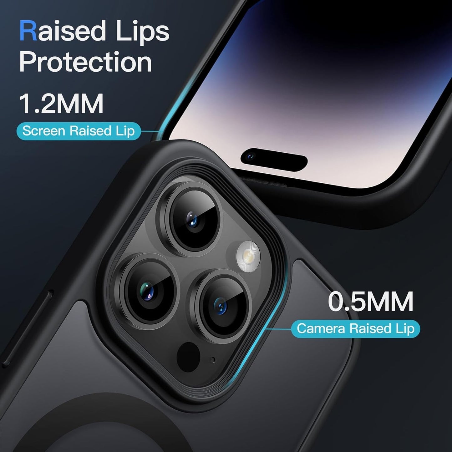 JETech iPhone 14 Pro 6.1" Slim MagSafe Shockproof Cover Black Magnetic Case NEW