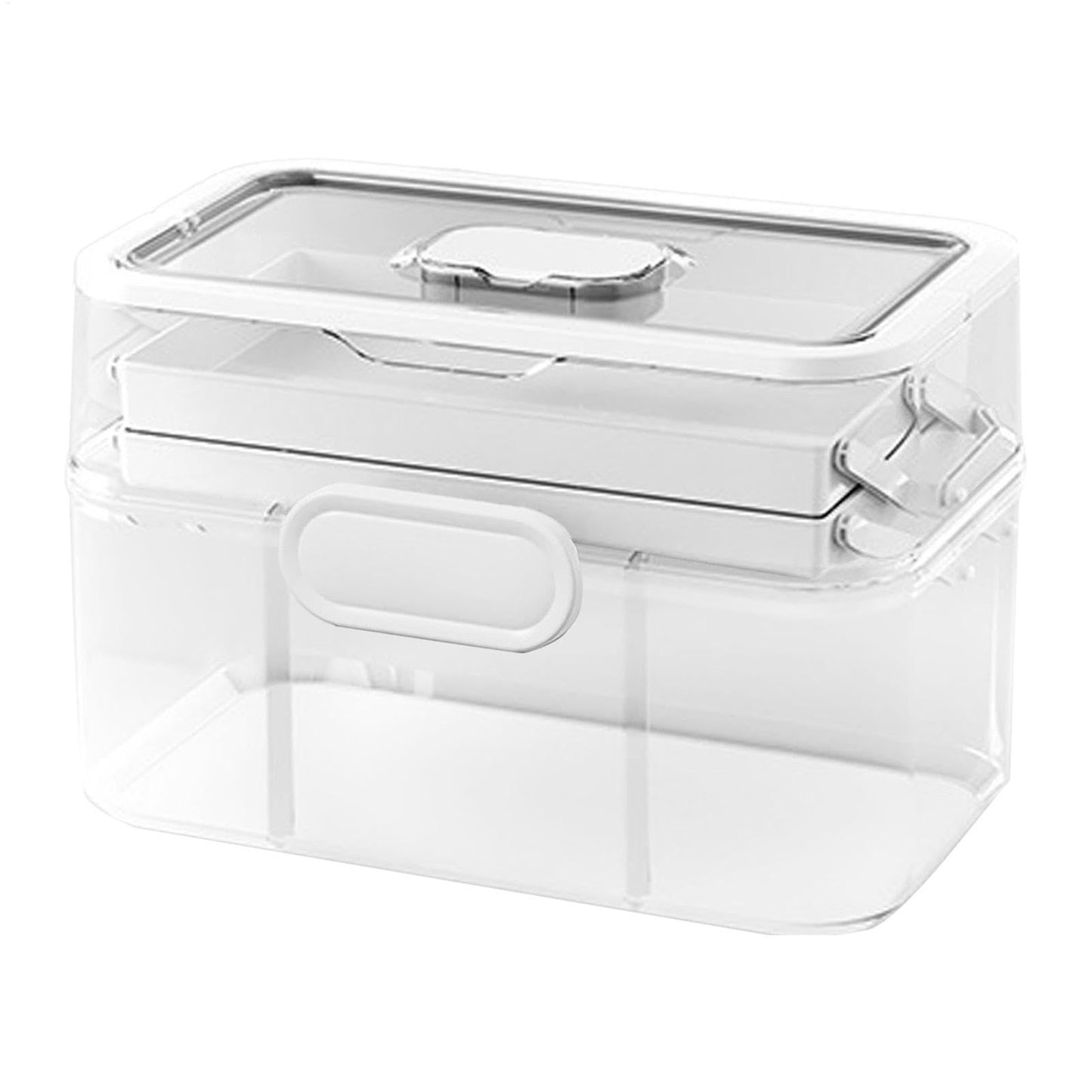 3-Tier Lock Containers Clear Medicine Storage Box with Lids & Handles NEW