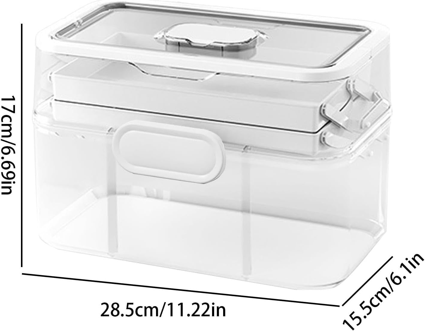 3-Tier Lock Containers Clear Medicine Storage Box with Lids & Handles NEW