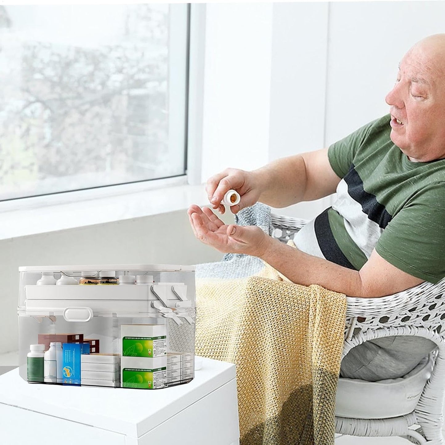 3-Tier Lock Containers Clear Medicine Storage Box with Lids & Handles NEW