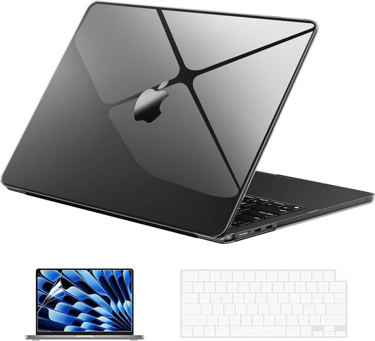 EooCoo MacBook Air 13.6" Clear Black Hard Shell Case with Keyboard Cover NEW