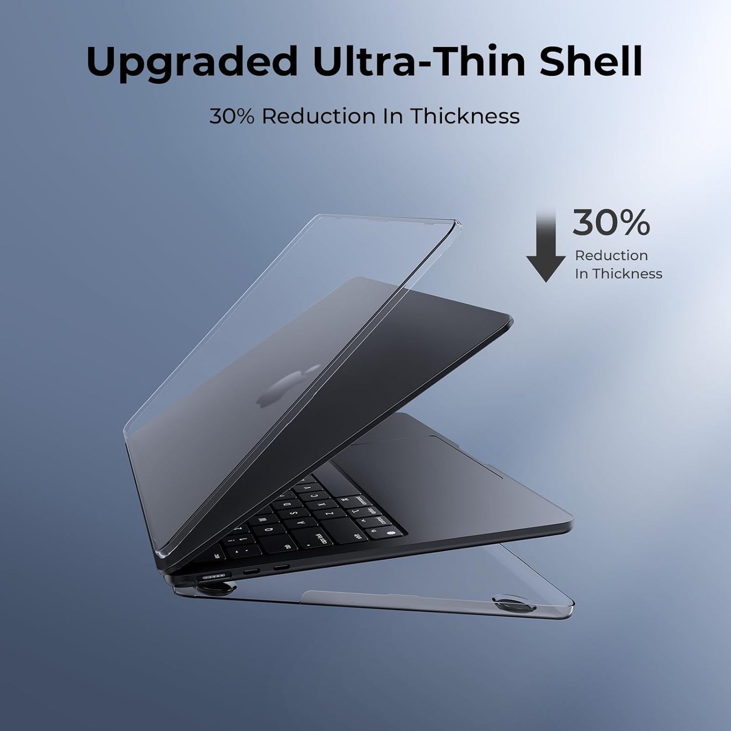 EooCoo MacBook Air 13.6" Clear Black Hard Shell Case with Keyboard Cover NEW