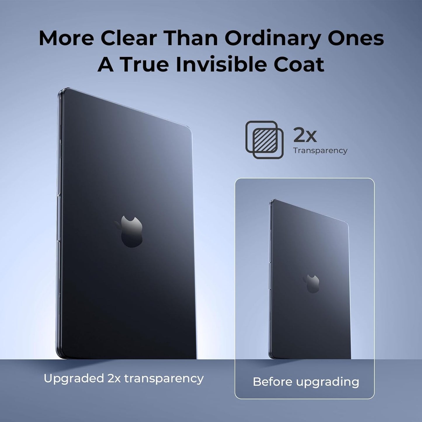 EooCoo MacBook Air 13.6" Clear Black Hard Shell Case with Keyboard Cover NEW