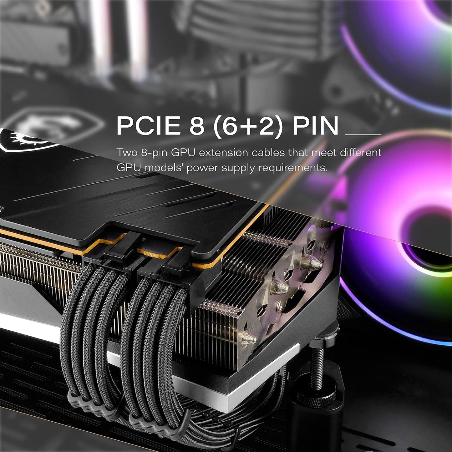 EZDIY-FAB PSU Cable Extension 24PIN 8PIN 6+2Pin 4+4Pin 30CM Black NEW