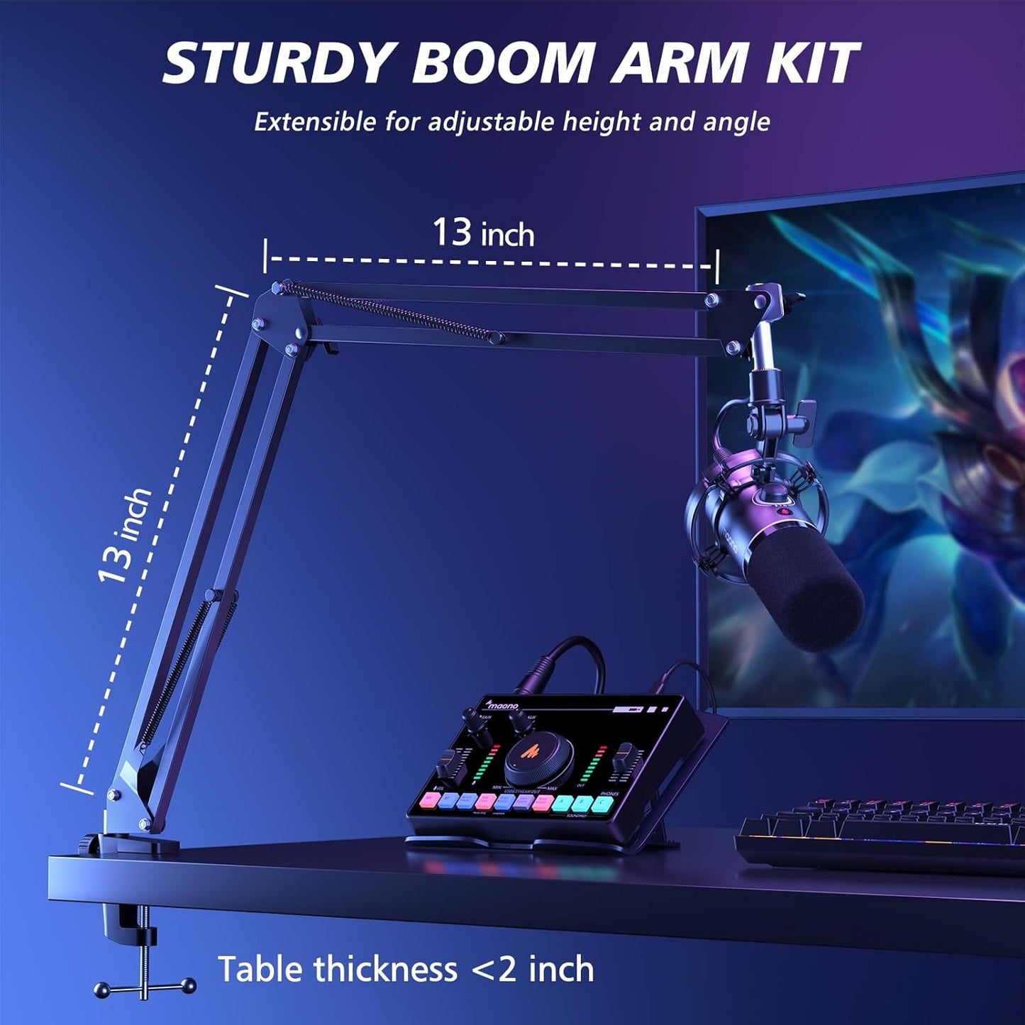 MAONO PD200XS Dynamic XLR USB Microphone Kit with RGB Light for Streaming DEMO