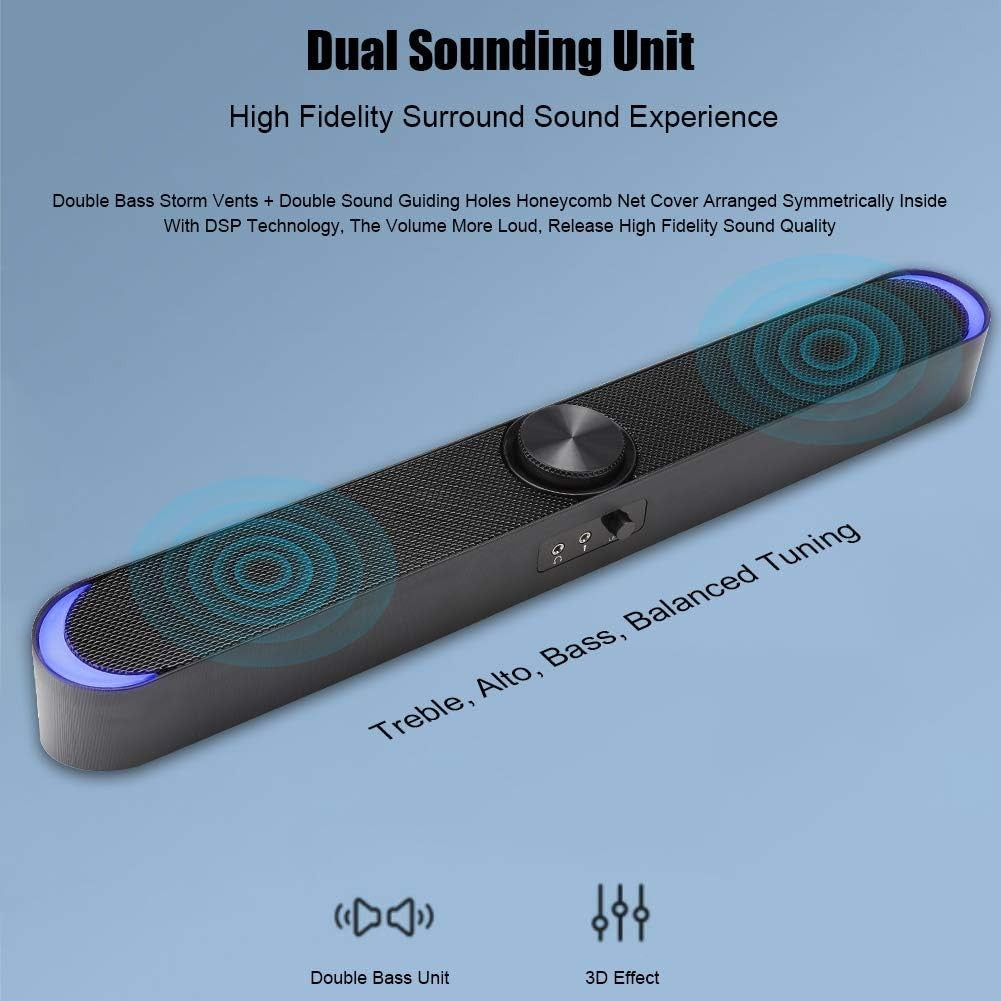 Mini Black Computer Speaker Subwoofer with Deep Bass and 3.5mm Jack NEW