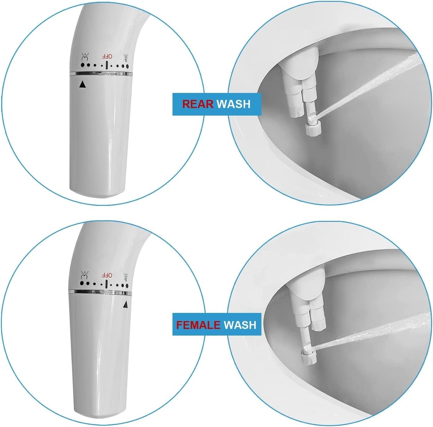 WITHLENT Bidet Attachment Non-Electric Dual Nozzle White Left Hand Control NEW