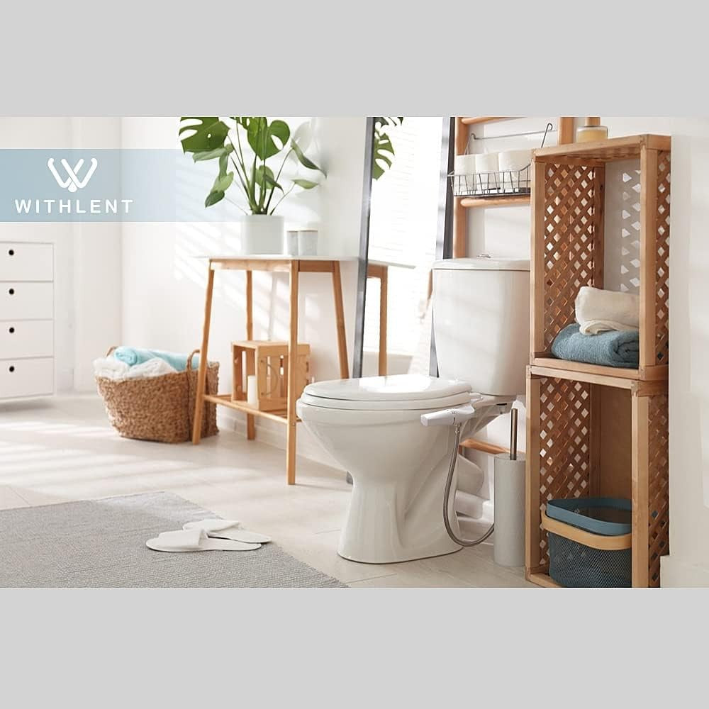 WITHLENT Bidet Attachment Non-Electric Dual Nozzle White Left Hand Control NEW