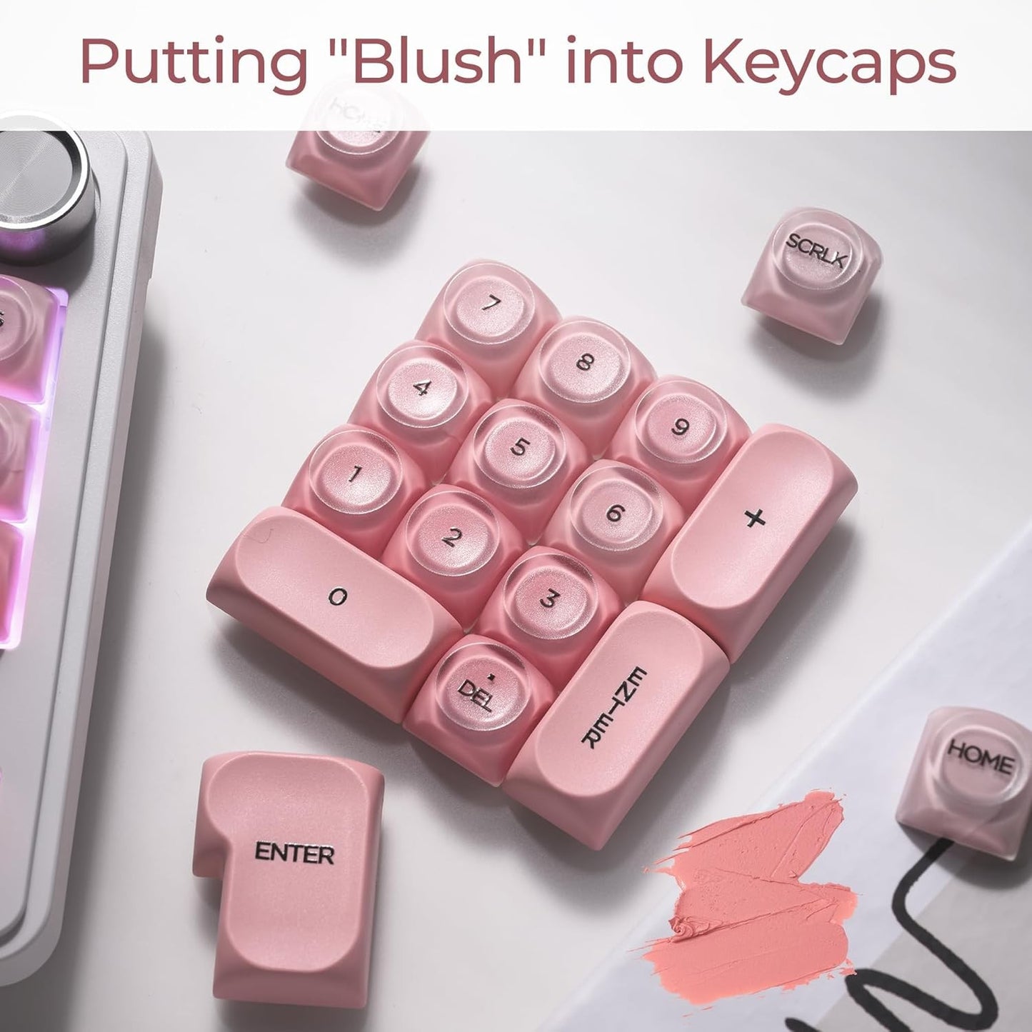 132 Key PBT PC Jelly HOA Profile Custom Keycaps for MX Switches Blush Pink NEW