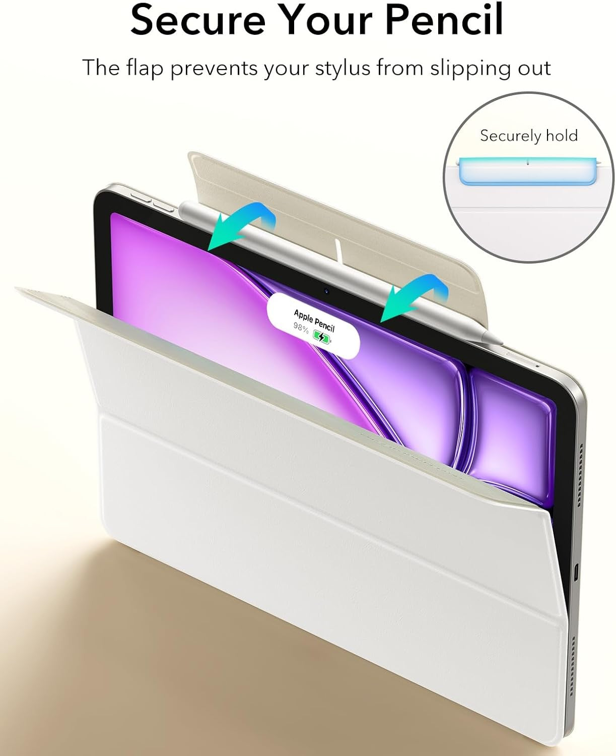 ESR iPad Air Pro Case 11" M4 2024 5th Gen White Slim Trifold Magnetic Case NEW