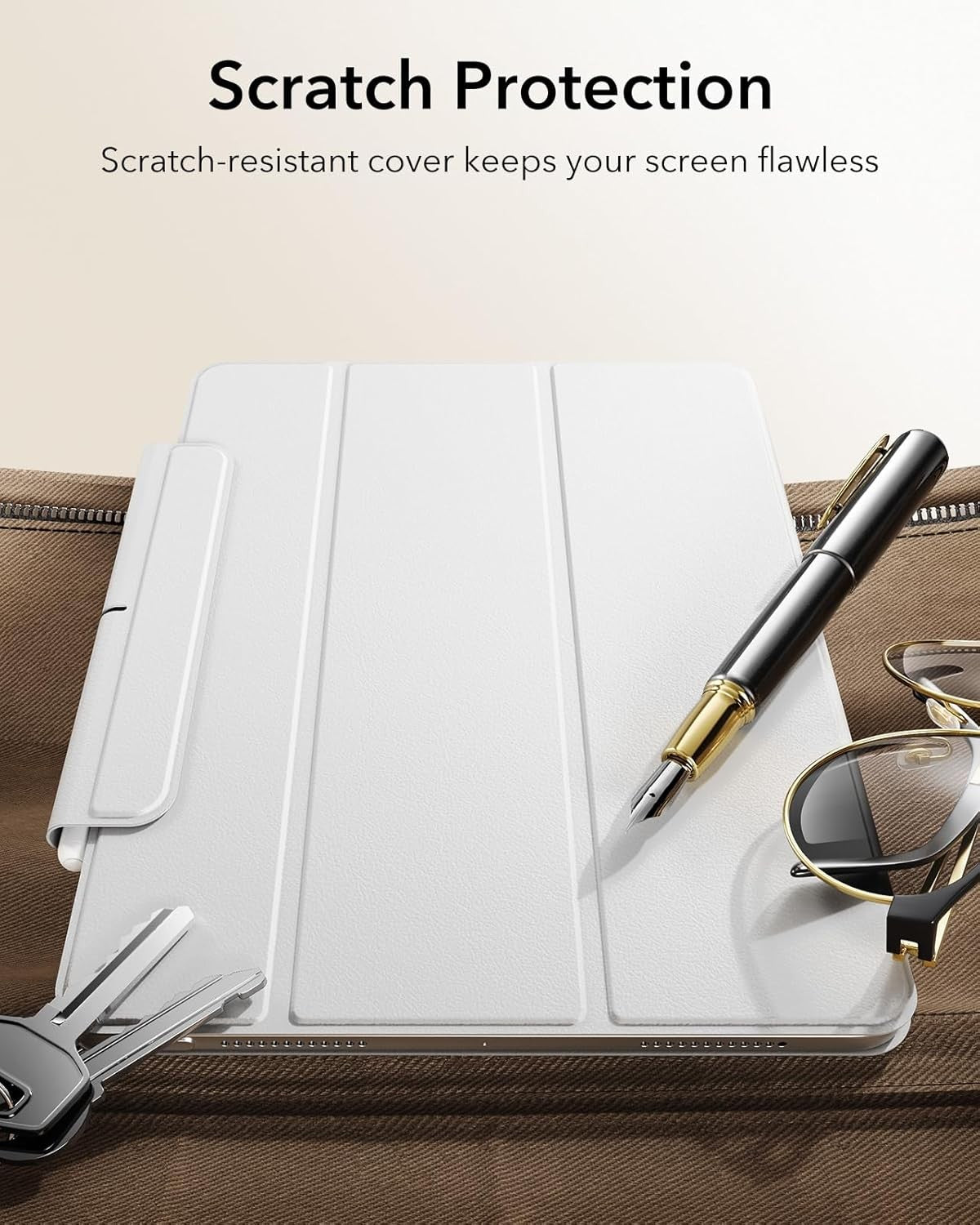 ESR iPad Air Pro Case 11" M4 2024 5th Gen White Slim Trifold Magnetic Case NEW