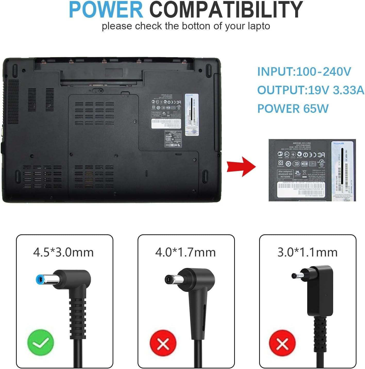 Laptop Charger 65W 45W Compatible HP Elitebook G8 Pavilion X360 NEW
