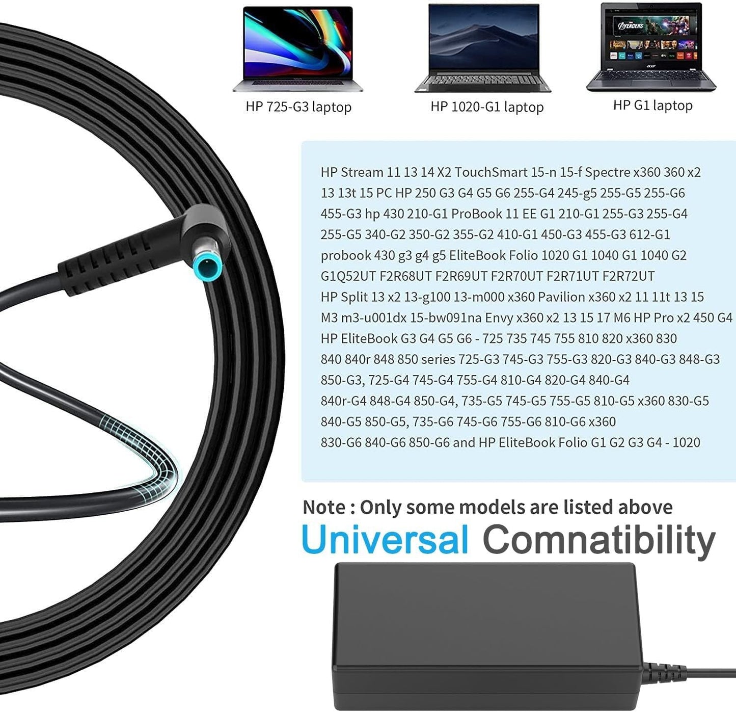 Laptop Charger 65W 45W Compatible HP Elitebook G8 Pavilion X360 NEW
