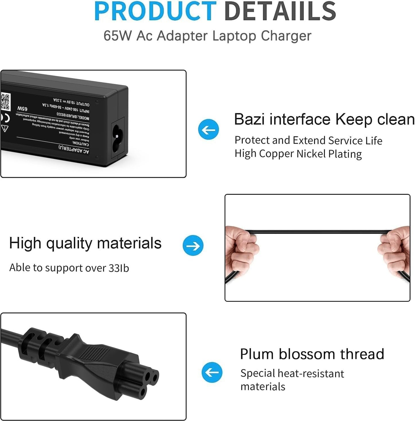 Laptop Charger 65W 45W Compatible HP Elitebook G8 Pavilion X360 NEW