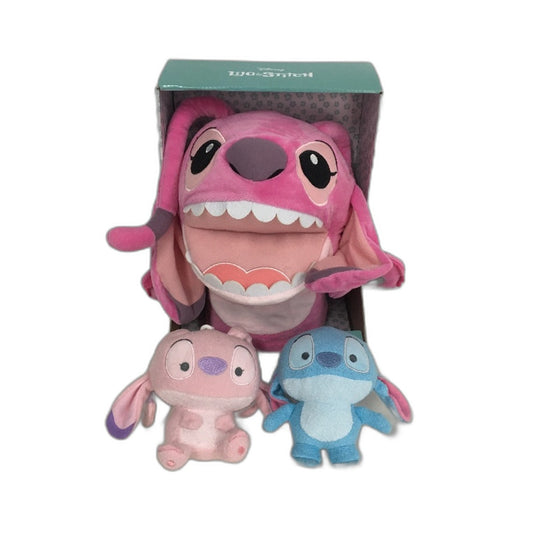 Disney Lilo & Stitch Pink Angel Hand Puppet & 2 x Mini Stitch Soft Toys NEW