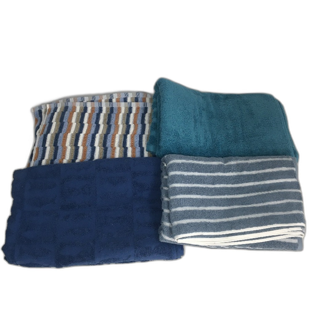 BULK LOT 100% Cotton BLUE Themed 9 Piece Beach & Bath & Hand Towel Pack NEW