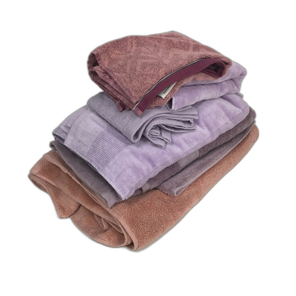 BULK LOT Cotton Pink & Lilac Mixed 7Pce Bath Sheet, Hand & Bath Towel Pack NEW