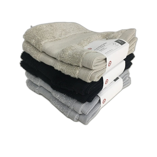 Target Grandeur Soft & Absorbent Grey Beige Black 3 x 2 Pack Face Washers NEW