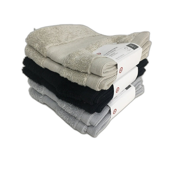 Target Grandeur Soft & Absorbent Grey Beige Black 3 x 2 Pack Face Washers NEW