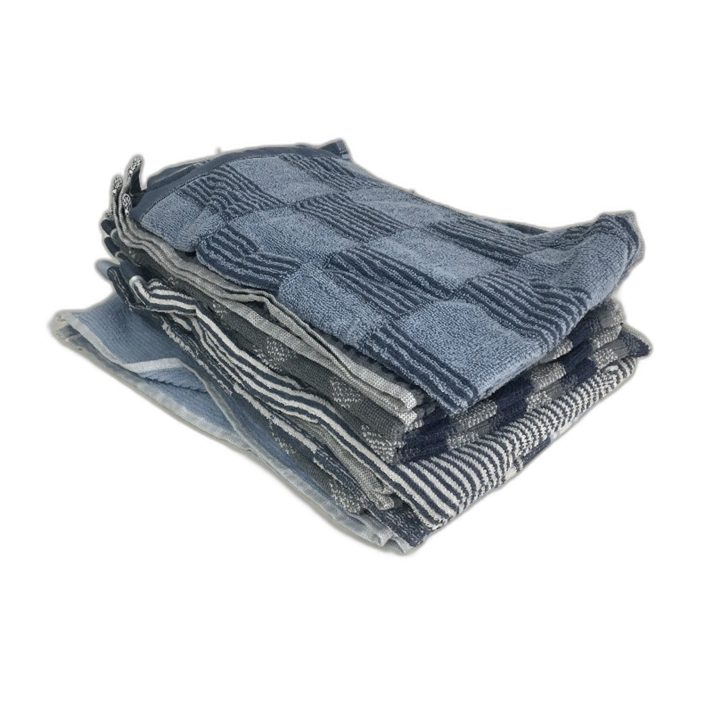 Assorted Blue Toned 9 Piece Soft & Absorbant Hand Towel Tea Towel Pack NEW