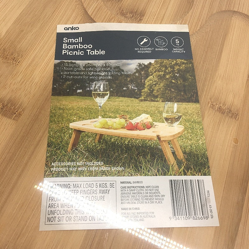 Portable & Lightweight Food Grade Small Bamboo Folding Picnic Table NEW