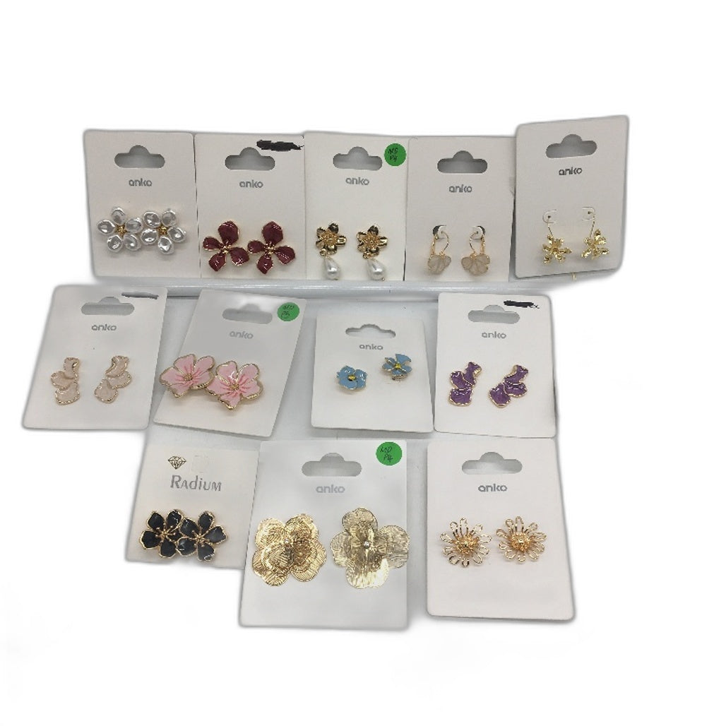 BULK LOT 13 Pairs Assorted Costume Fashion Jewellery Flower Earrings NEW