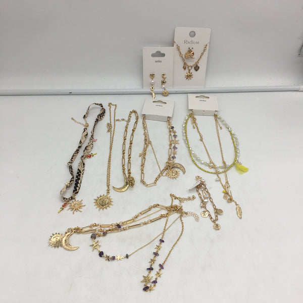 BULK LOT 14 Piece Stars & Moon Theme Gold Plated Assorted Fashion Jewellery NEW