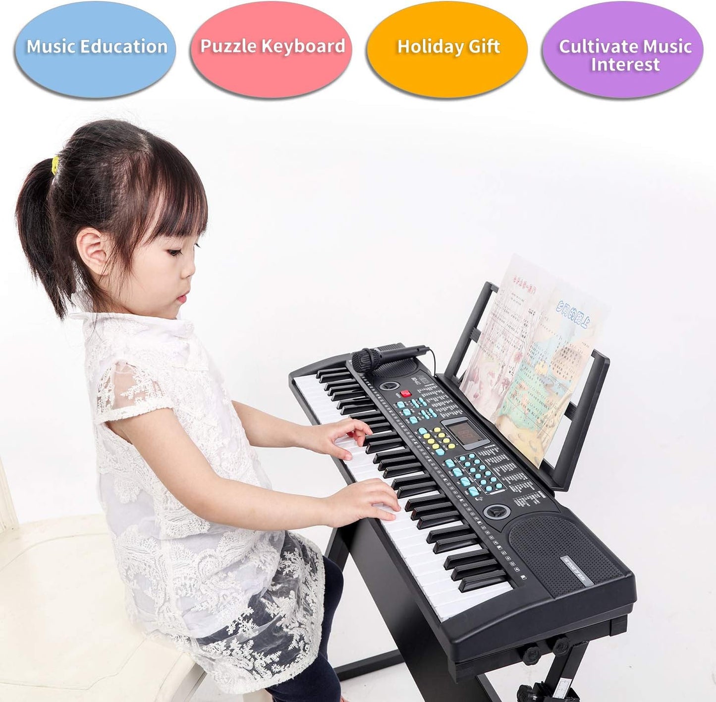 Hricane 61 Keys Beginner Electronic Keyboard Portable Digital Piano for Kids NEW
