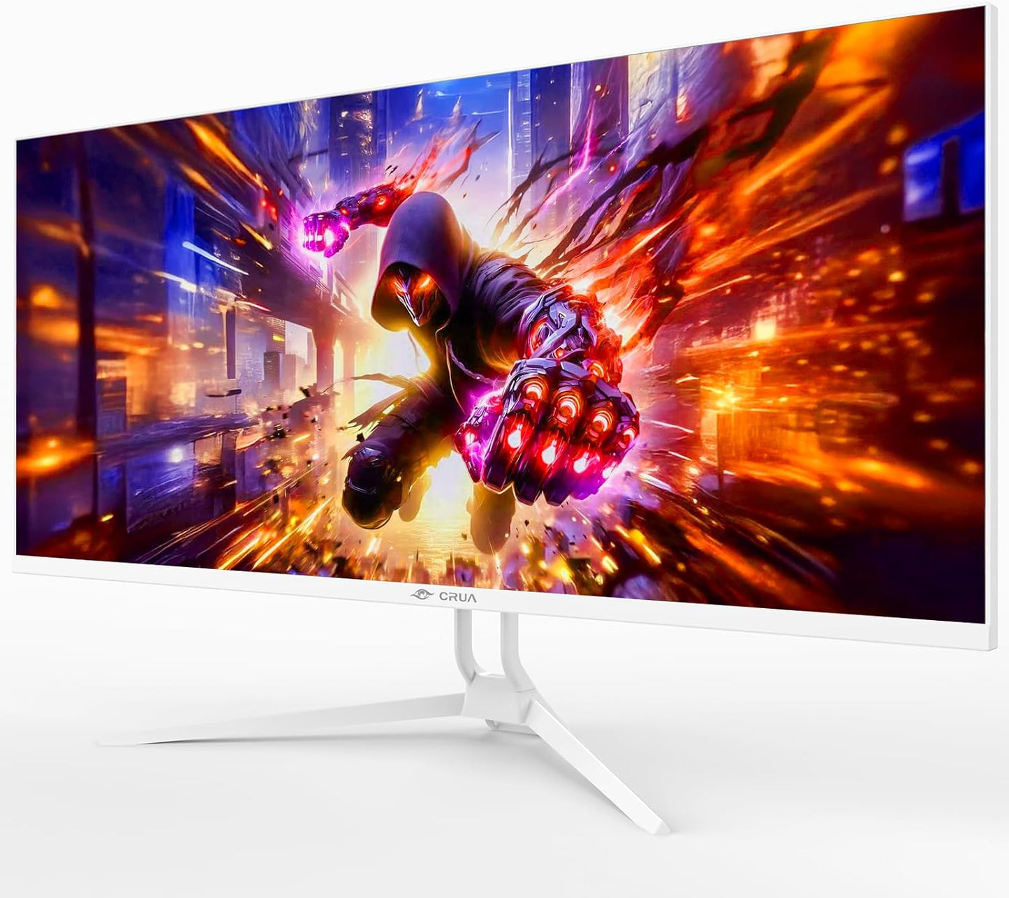 CRUA Ultrawide Gaming Monitor WQHD 165Hz Refresh Rate IPS Screen White NEW