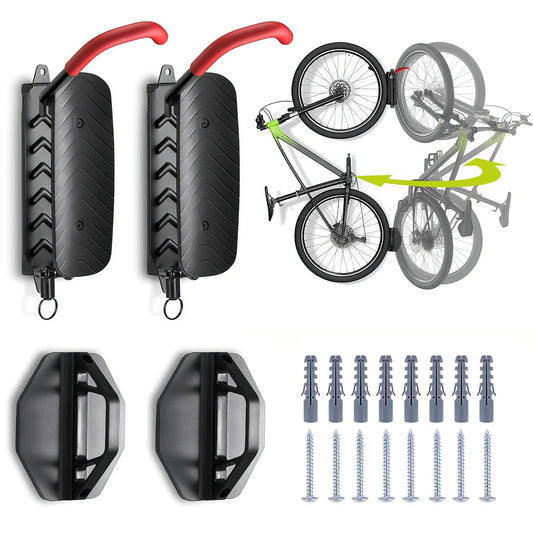 2 Pack Adjustable Swivel Bike Wall Mount Rack Hanger Indoor Storage Red NEW