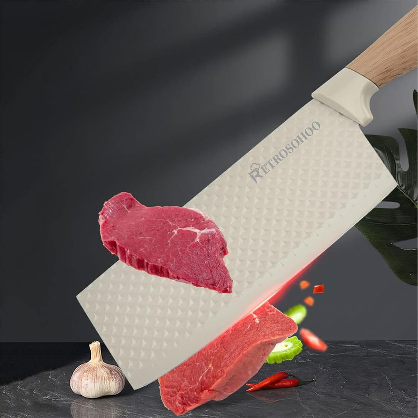 RETROSOHOO 6-Piece Khaki Sharp Knife Set for Kitchen Non-Stick Non-Slip NEW