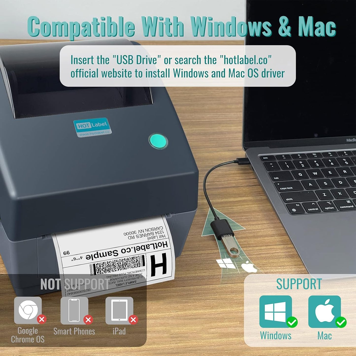HotLabel 4x6 Direct Thermal Label Printer for Shipping Office Electronics DEMO