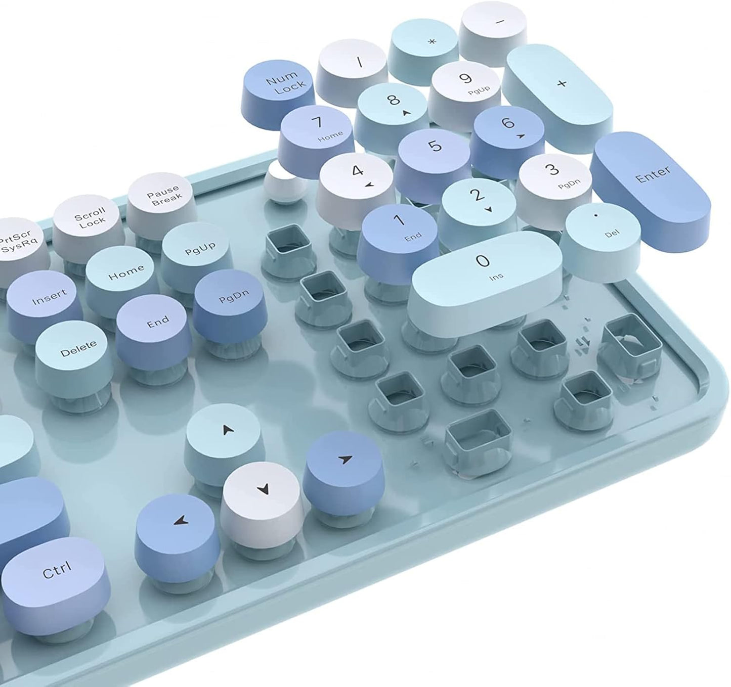 Mofii Wireless Keyboard and Mouse Combo Retro Typewriter Sky Blue Full Sized NEW