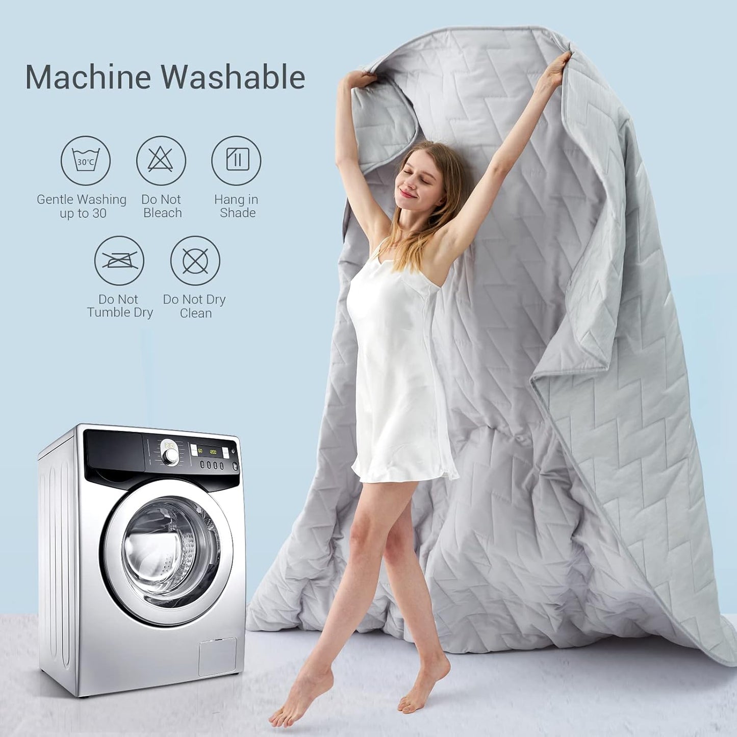 Elegear Cooling Comforter Light Grey Absorbs Body Heat to Keep Cool 150x200 NEW