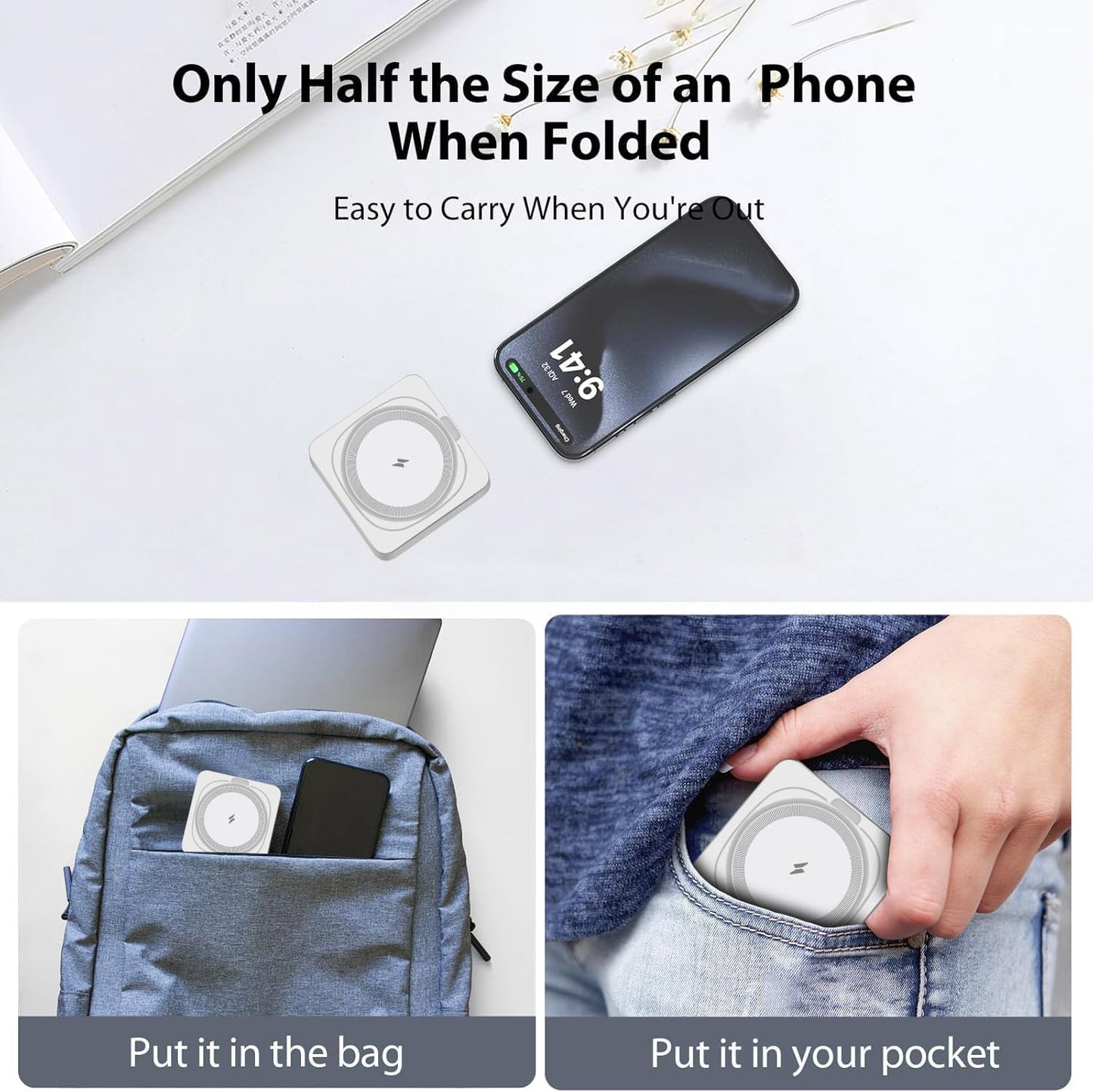 Compact Design 3-in-1 Wireless Charging Station Portable Travel Charger NEW