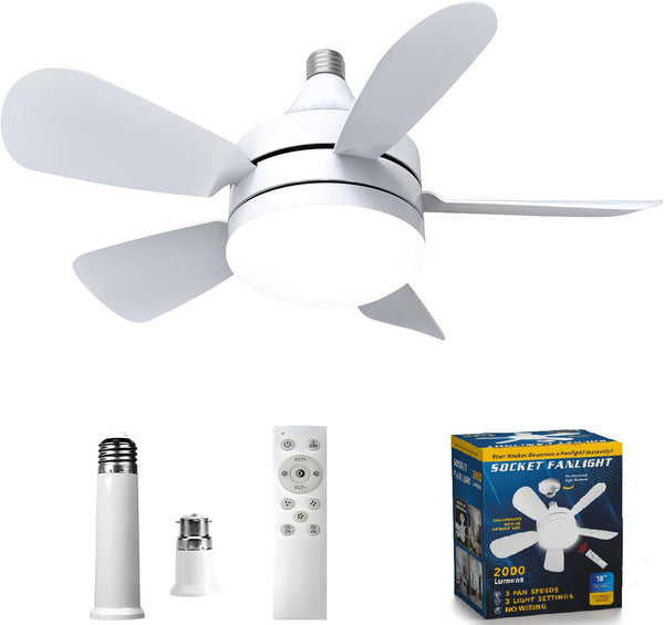Ceiling Fan with Light and Remote Control Decorative White 50x50x50cm NEW