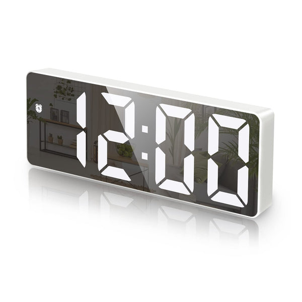 LED Digital Alarm Clock for Bedroom Compact Desk White Size 1.78 cm NEW
