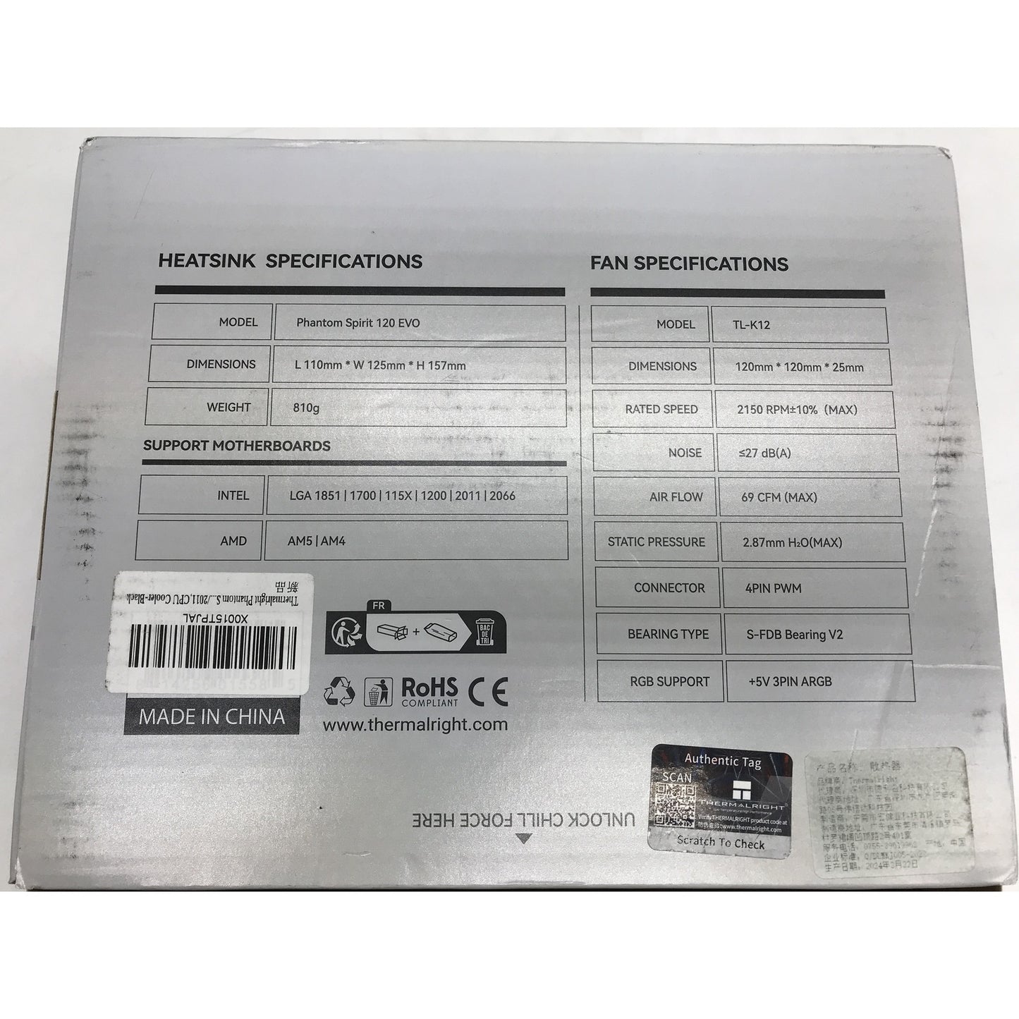 Thermalright Phantom Spirit 120 EVO CPU Air Cooler 7 Heat Pipes Aluminium DEMO