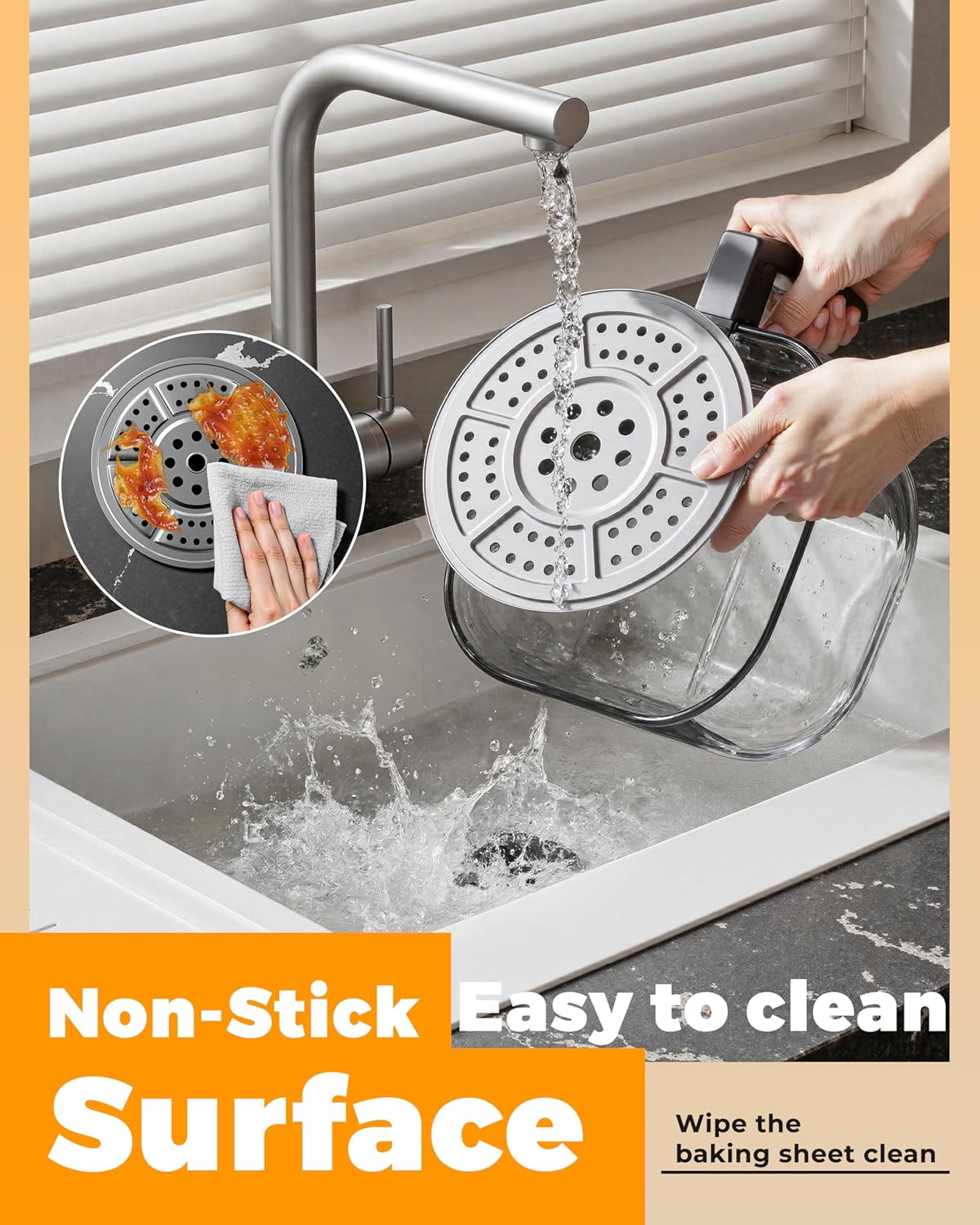 Billord 5.2L Digital Air Fryer Oven with Detachable Glass Pot NEW