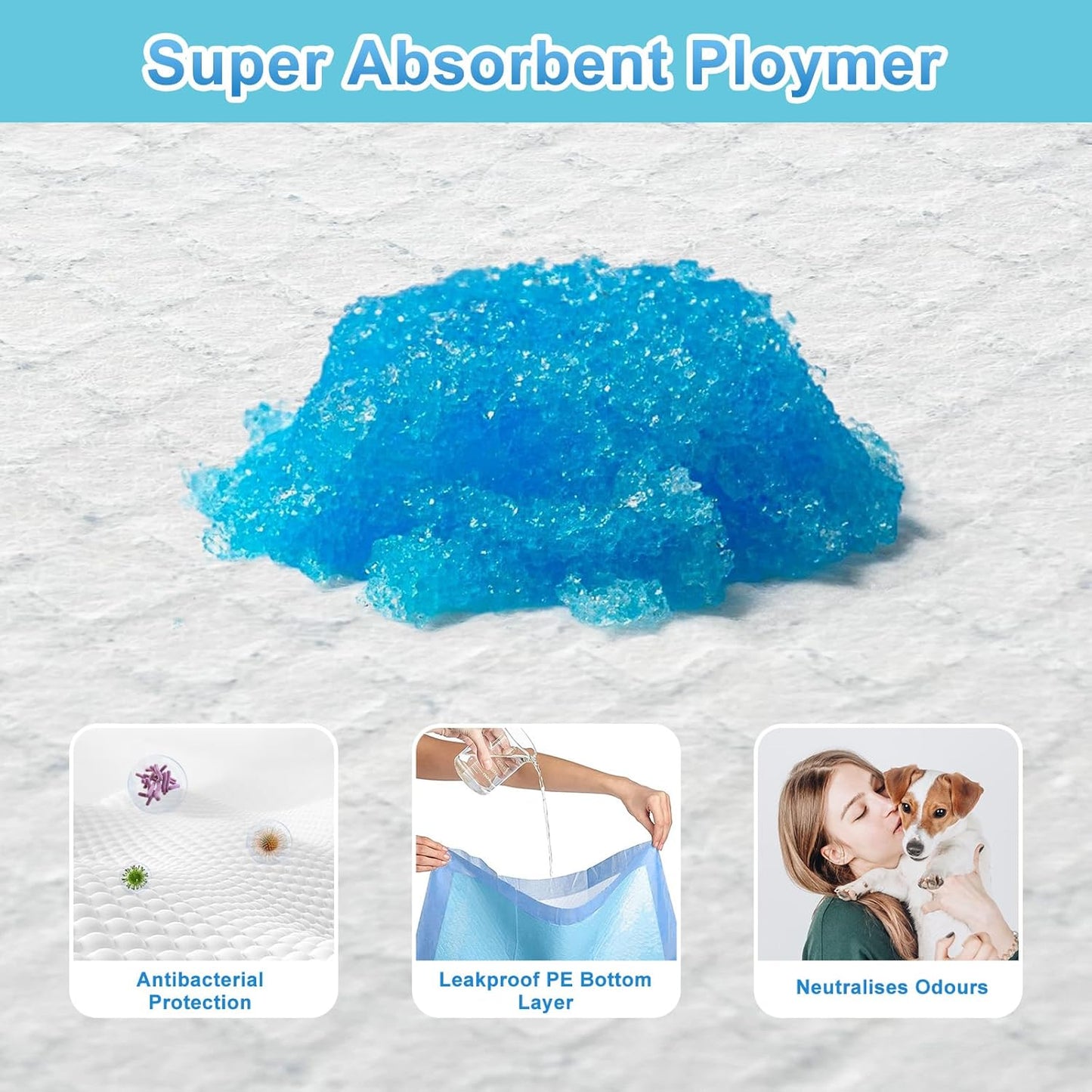 ADVWIN Disposable Dog Pee Pads Leak-Proof Absorbent Training Blue Size 60cm NEW