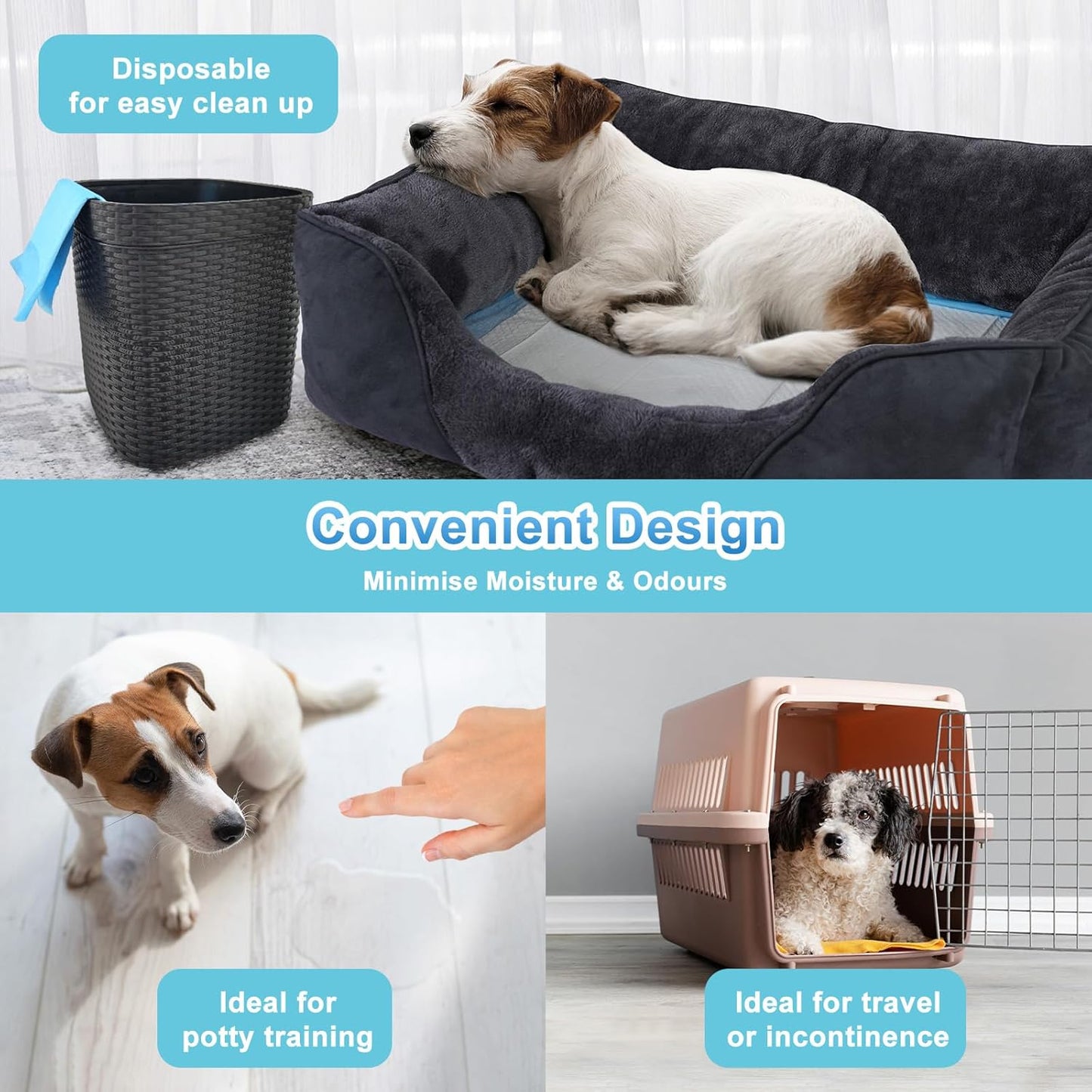 ADVWIN Disposable Dog Pee Pads Leak-Proof Absorbent Training Blue Size 60cm NEW