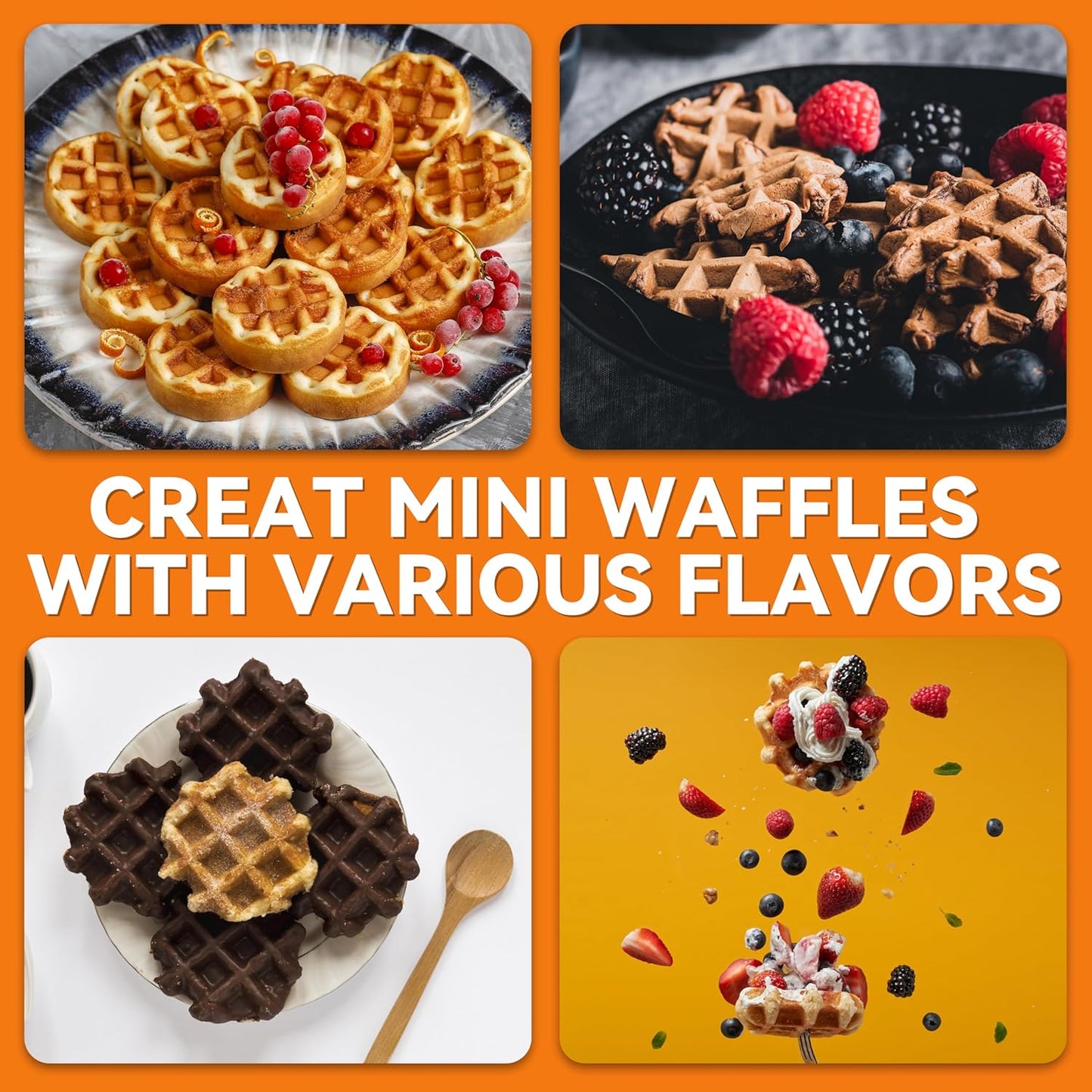Baker's Friend Mini Waffle Maker for Kids and Adults Aqua Small Kitchen NEW